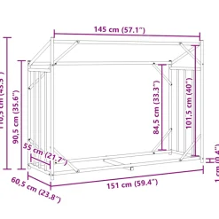 VIDAXL - Portant de bois de chauffage et housse de pluie acier galvanisé