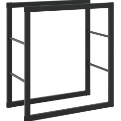 VIDAXL - Portant de bois de chauffage noir 55x30x61 cm acier