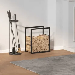 VIDAXL - Portant de bois de chauffage noir 55x30x61 cm acier