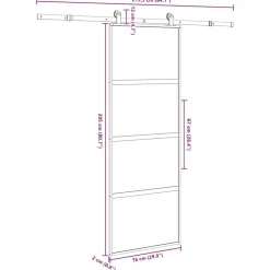 VIDAXL - Porte coulissante kit de quincaillerie trempé verre aluminium