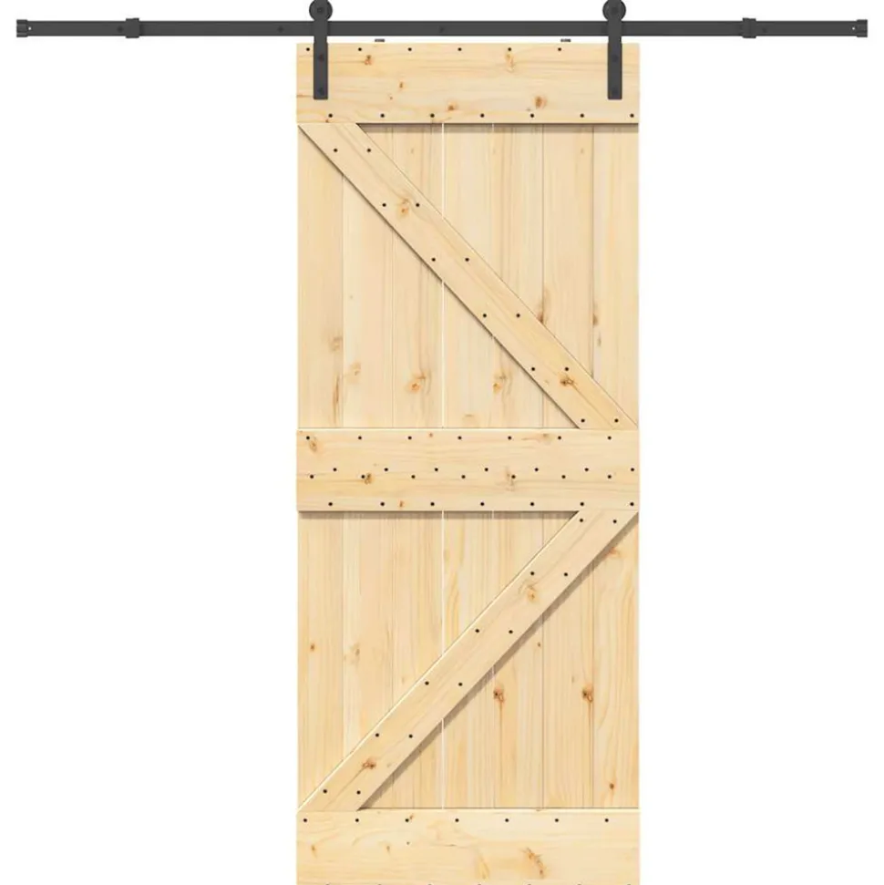 VIDAXL - Porte coulissante et kit de quincaillerie 85x210 cm pin massif