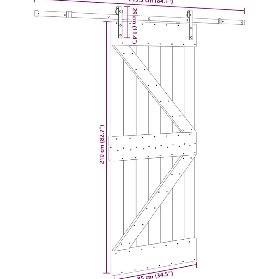 VIDAXL - Porte coulissante et kit de quincaillerie 85x210 cm pin massif