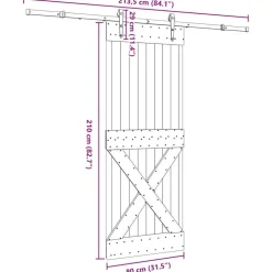 VIDAXL - Porte coulissante et kit de quincaillerie 80x210 cm pin massif