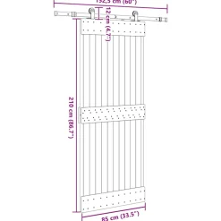 VIDAXL - Porte coulissante et kit de quincaillerie 85x210 cm pin massif