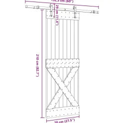 VIDAXL - Porte coulissante et kit de quincaillerie 70x210 cm pin massif