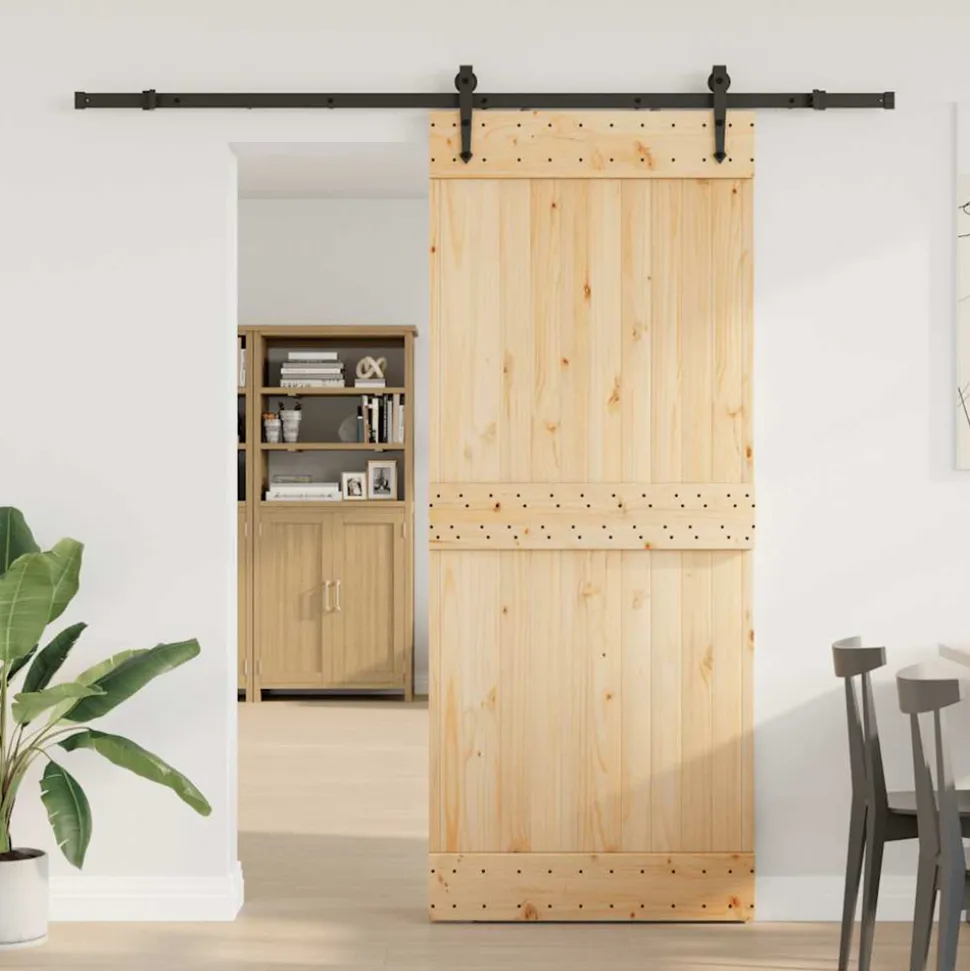 VIDAXL - Porte coulissante et kit de quincaillerie 85x210 cm pin massif