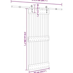 VIDAXL - Porte coulissante et kit de quincaillerie 85x210 cm pin massif