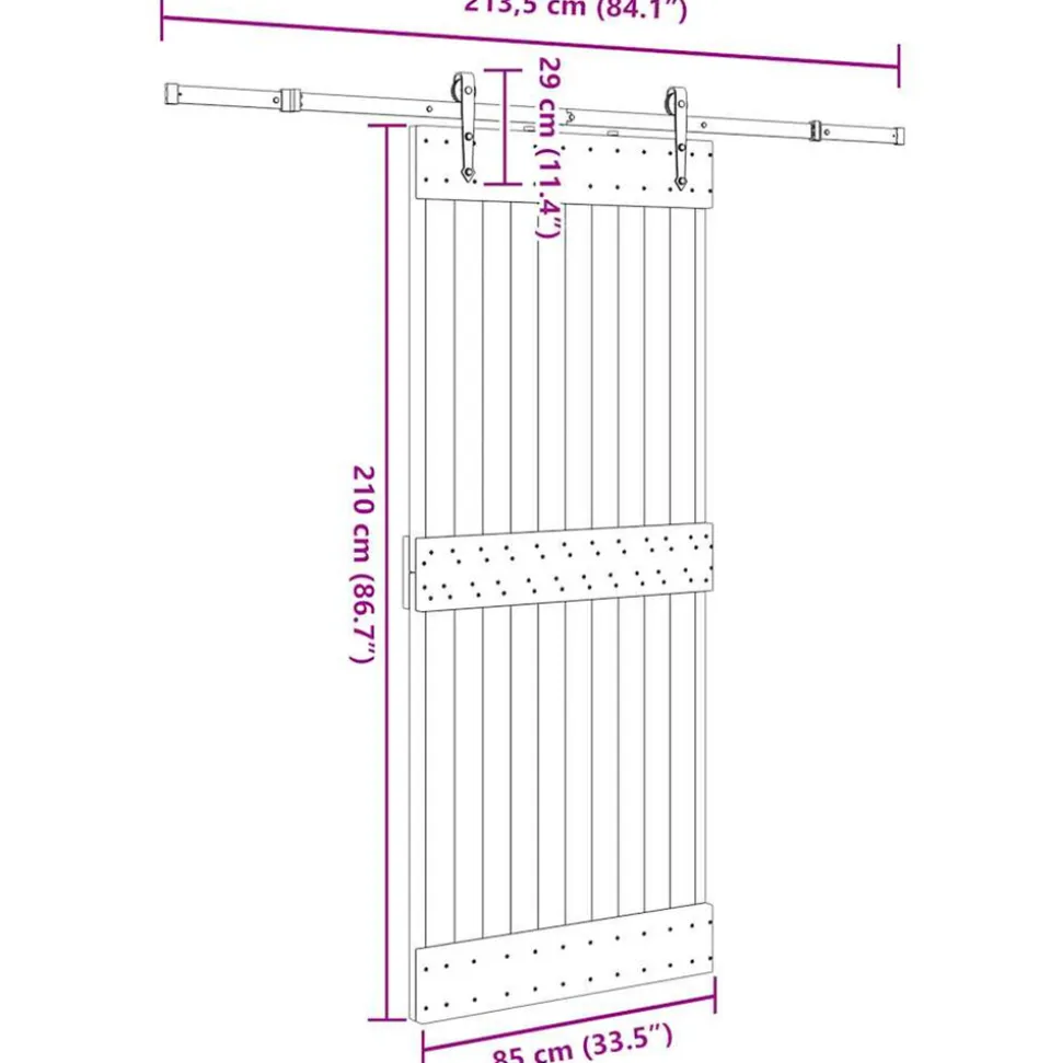VIDAXL - Porte coulissante et kit de quincaillerie 85x210 cm pin massif