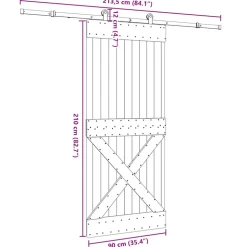 VIDAXL - Porte coulissante et kit de quincaillerie 90x210 cm pin massif