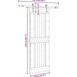 VIDAXL - Porte coulissante et kit de quincaillerie 80x210 cm pin massif
