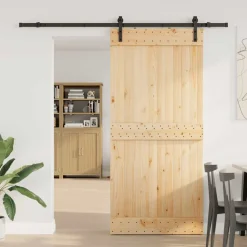 VIDAXL - Porte coulissante et kit de quincaillerie 95x210 cm pin massif