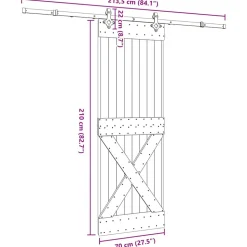 VIDAXL - Porte coulissante et kit de quincaillerie 70x210 cm pin massif