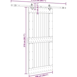 VIDAXL - Porte coulissante et kit de quincaillerie 100x210 cm pin massif