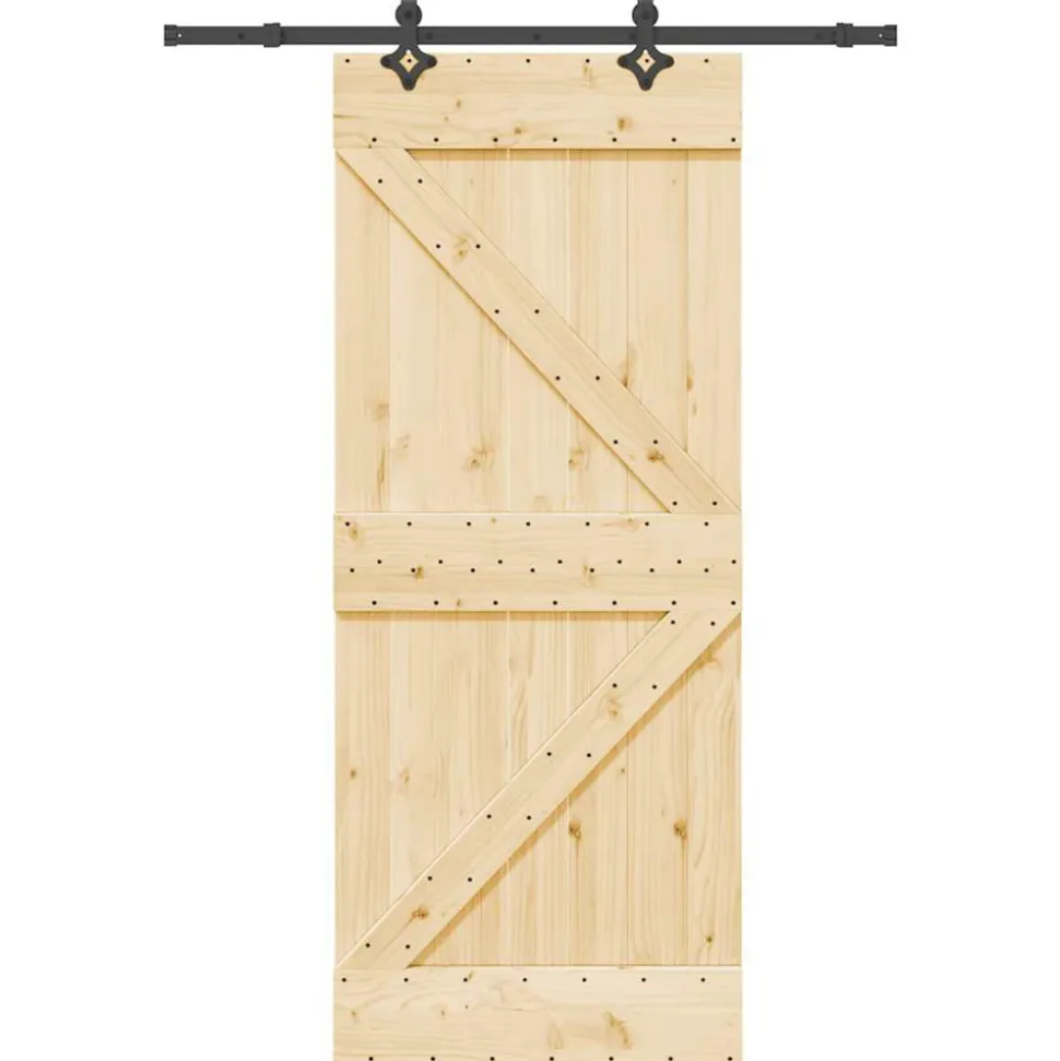 VIDAXL - Porte coulissante et kit de quincaillerie 85x210 cm pin massif