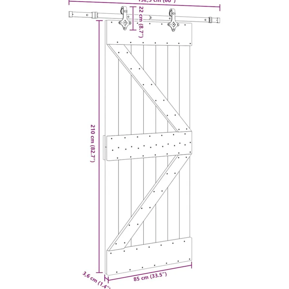 VIDAXL - Porte coulissante et kit de quincaillerie 85x210 cm pin massif