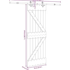 VIDAXL - Porte coulissante et kit de quincaillerie 70x210 cm pin massif