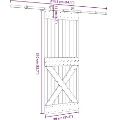 VIDAXL - Porte coulissante et kit de quincaillerie 80x210 cm pin massif