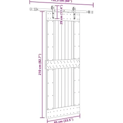 VIDAXL - Porte coulissante et kit de quincaillerie 85x210 cm pin massif