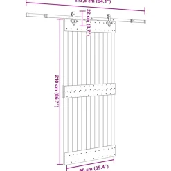 VIDAXL - Porte coulissante et kit de quincaillerie 90x210 cm pin massif