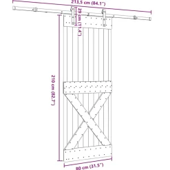 VIDAXL - Porte coulissante et kit de quincaillerie 80x210 cm pin massif