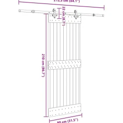 VIDAXL - Porte coulissante et kit de quincaillerie 80x210 cm pin massif
