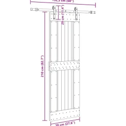 VIDAXL - Porte coulissante et kit de quincaillerie 70x210 cm pin massif