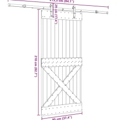 VIDAXL - Porte coulissante et kit de quincaillerie 95x210 cm pin massif