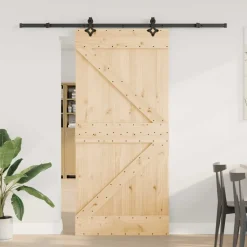 VIDAXL - Porte coulissante et kit de quincaillerie 95x210 cm pin massif