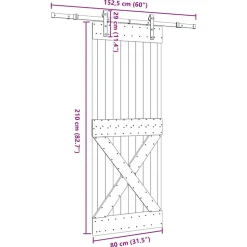 VIDAXL - Porte coulissante et kit de quincaillerie 80x210 cm pin massif