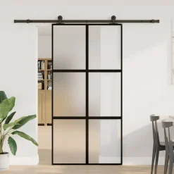 VIDAXL - Porte coulissante kit de quincaillerie trempé verre aluminium