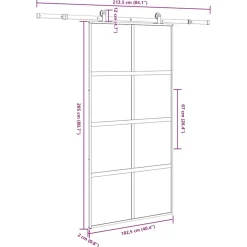 VIDAXL - Porte coulissante kit de quincaillerie trempé verre aluminium