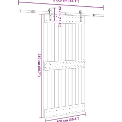 VIDAXL - Porte coulissante et kit de quincaillerie 100x210 cm pin massif