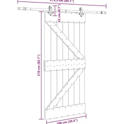 VIDAXL - Porte coulissante et kit de quincaillerie 100x210 cm pin massif