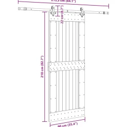 VIDAXL - Porte coulissante et kit de quincaillerie 90x210 cm pin massif