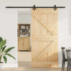 VIDAXL - Porte coulissante et kit de quincaillerie 90x210 cm pin massif