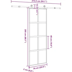 VIDAXL - Porte coulissante kit de quincaillerie trempé verre aluminium
