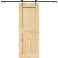 VIDAXL - Porte coulissante et kit de quincaillerie 85x210 cm pin massif