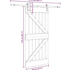 VIDAXL - Porte coulissante et kit de quincaillerie 80x210 cm pin massif