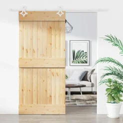 VIDAXL - Porte coulissante et kit de quincaillerie 90x210 cm pin massif