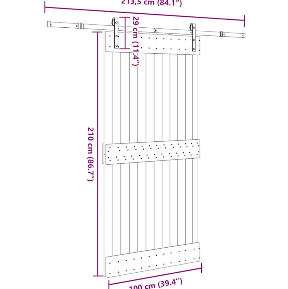 VIDAXL - Porte coulissante et kit de quincaillerie 100x210 cm pin massif
