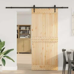 VIDAXL - Porte coulissante et kit de quincaillerie 90x210 cm pin massif