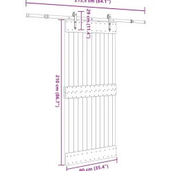 VIDAXL - Porte coulissante et kit de quincaillerie 90x210 cm pin massif