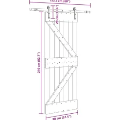 VIDAXL - Porte coulissante et kit de quincaillerie 80x210 cm pin massif