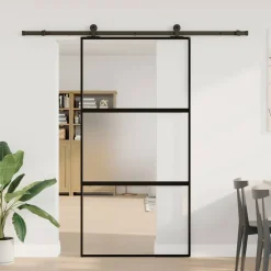 VIDAXL - Porte coulissante kit de quincaillerie trempé verre aluminium
