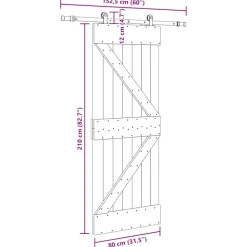 VIDAXL - Porte coulissante et kit de quincaillerie 80x210 cm pin massif