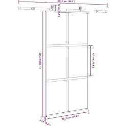 VIDAXL - Porte coulissante kit de quincaillerie trempé verre aluminium