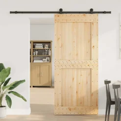 VIDAXL - Porte coulissante et kit de quincaillerie 100x210 cm pin massif