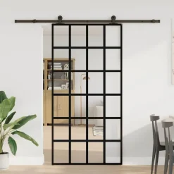 VIDAXL - Porte coulissante et quincaillerie esg verre et aluminium