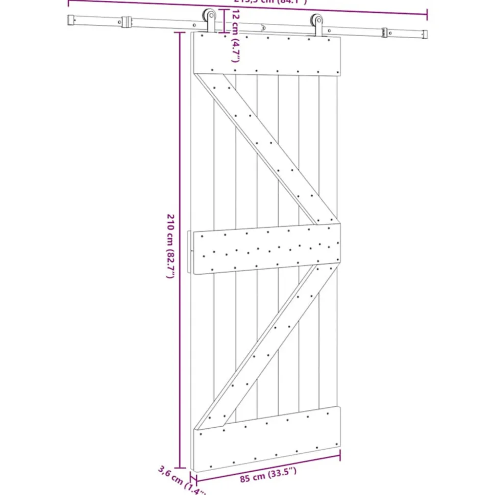 VIDAXL - Porte coulissante et kit de quincaillerie 85x210 cm pin massif