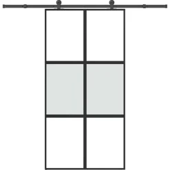 VIDAXL - Porte coulissante kit de quincaillerie trempé verre aluminium